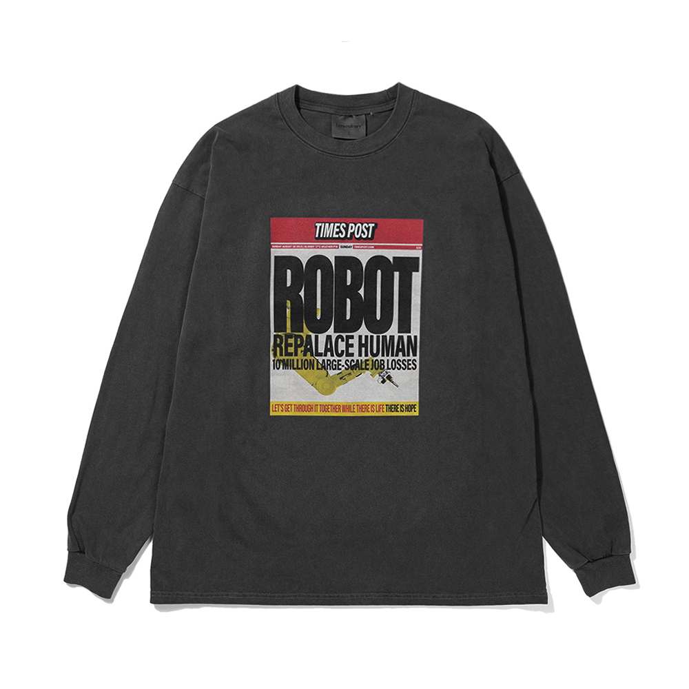 TIME POST LONG SLEEVE  CHARCOAL