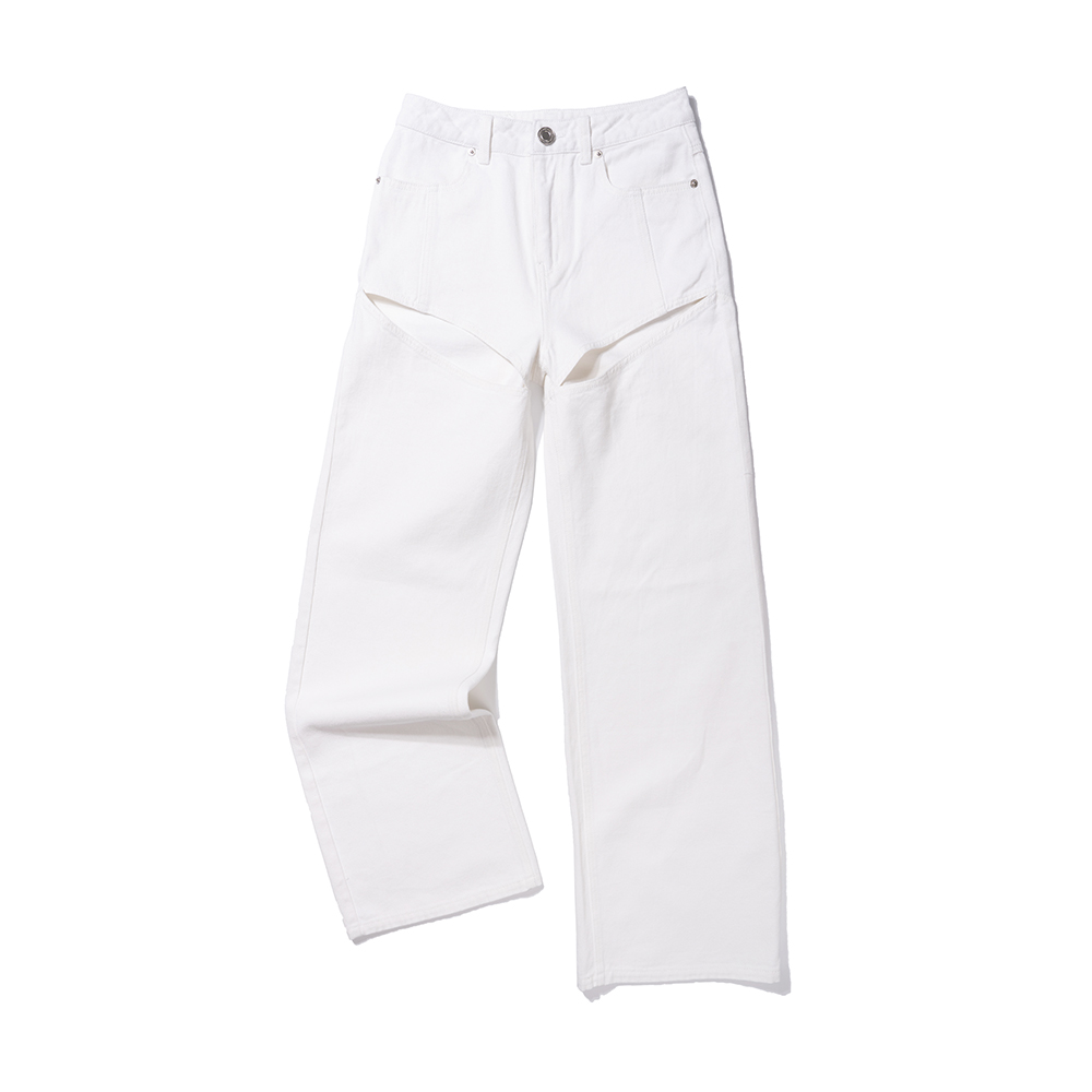 SLIT LONG PANTS  WHITE