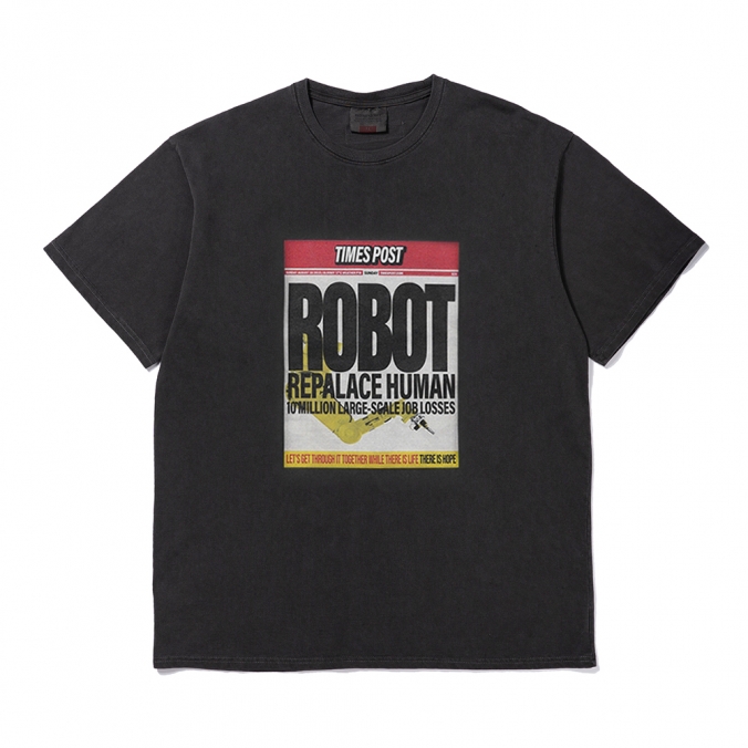 TIME POST PIGMENT SHORT SLEEVE  CHARCOAL