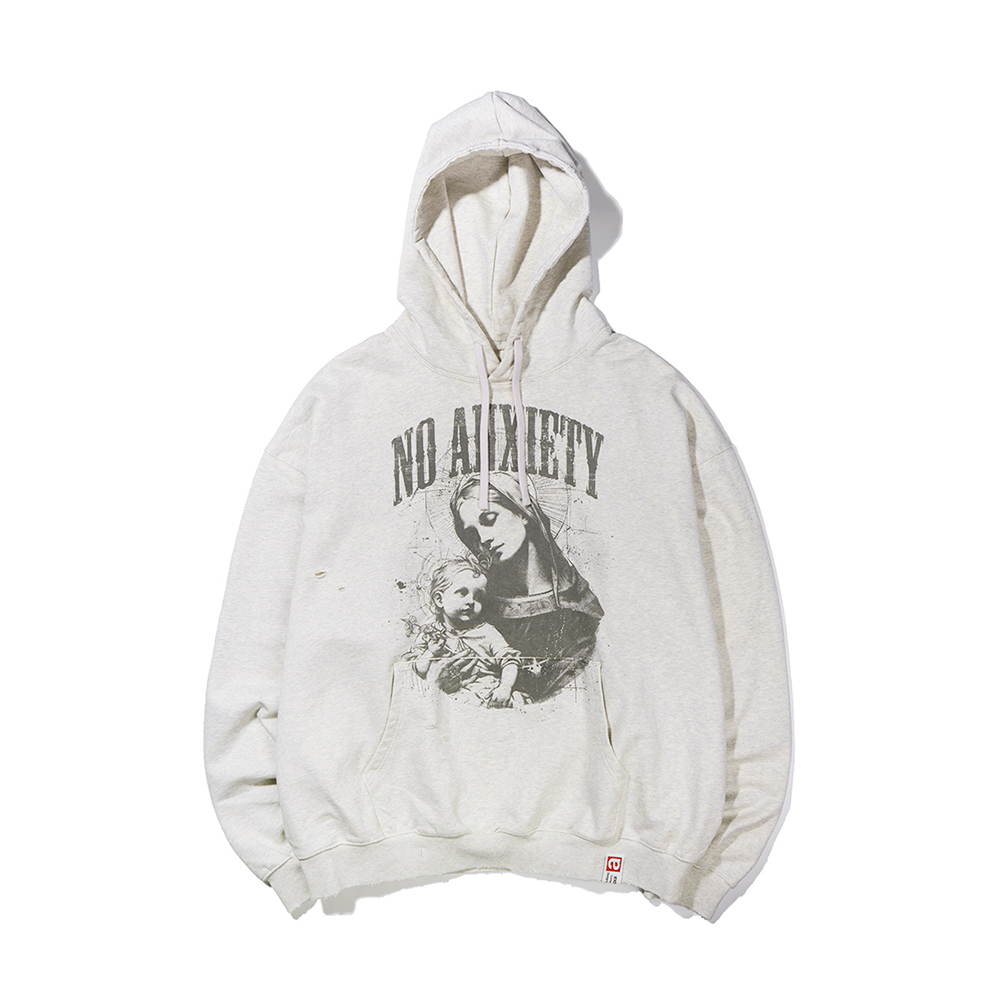NO ANXIETY WASHED HOODIE  OATMEAL